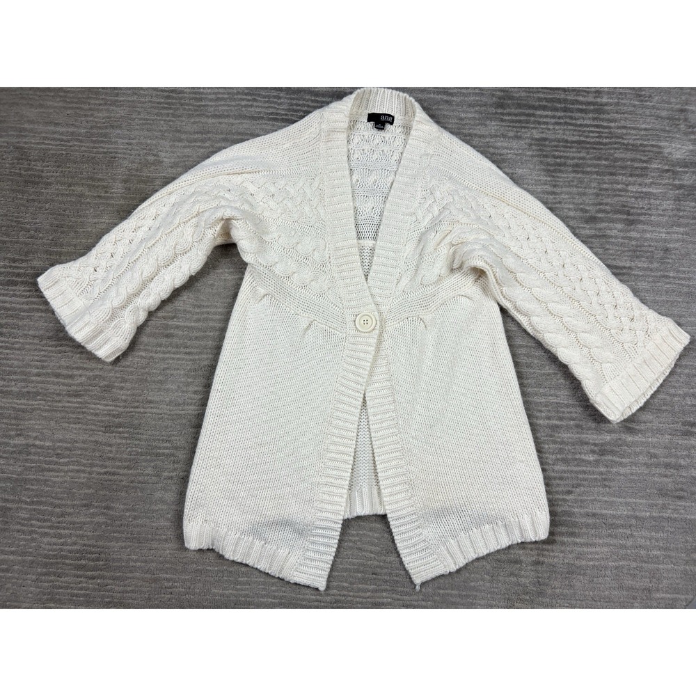 A.n.a. a New Approach Sweater Cardigan Womens‎ Medium Ivory Acrylic Casual